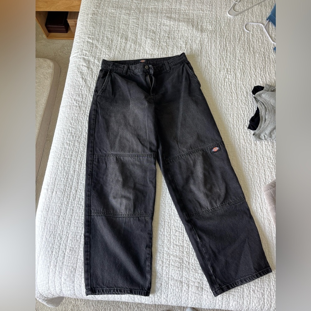 Black Loose Fit Double Knee Jeans